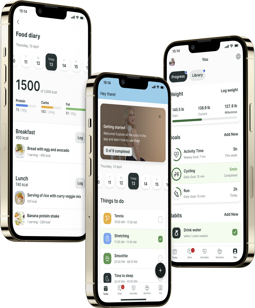 A mockup of the coaching app showcasing the features.